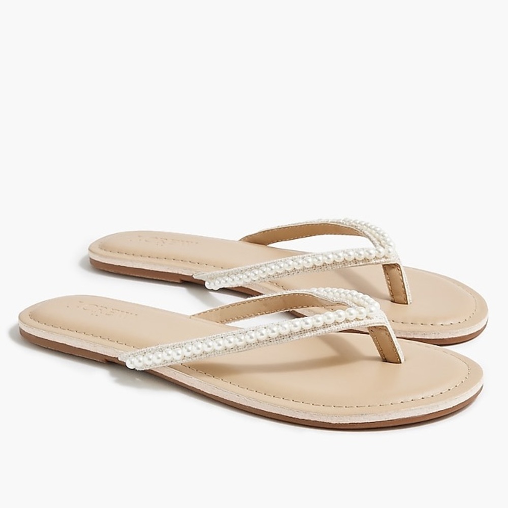 J. Crew Pearl Flip Flop Sandals size 7 NWT